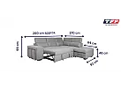 Suede Fabric Corner Sofa Bed with Ottoman and 2 Small Stools - Ajana