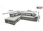 Corner Lounge with Chaise Sofa Bed in Knit Fabric and Adjustable Headrest - Samaria