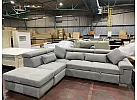 Corner Lounge with Chaise Sofa Bed in Knit Fabric and Adjustable Headrest - Samaria