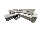 Corner Lounge with Chaise Sofa Bed in Knit Fabric and Adjustable Headrest - Samaria