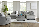 4 Seater U-Shaped Modular Fabric Lounge Suite with Double Chaises and Storage Ottoman - Camberwell