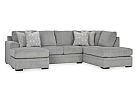 4 Seater U-Shaped Modular Fabric Lounge Suite with Double Chaises and Storage Ottoman - Camberwell