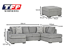 4 Seater U-Shaped Modular Fabric Lounge Suite with Double Chaises and Storage Ottoman - Camberwell