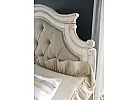 French Provincial White Wooden King Upholstered Bed Frame - Caroline