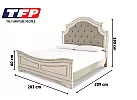 French Provincial White Wooden King Upholstered Bed Frame - Caroline