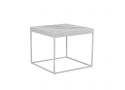Square Wooden Side Table with Metal Legs in Oak/ Marble White Colour - Cathy