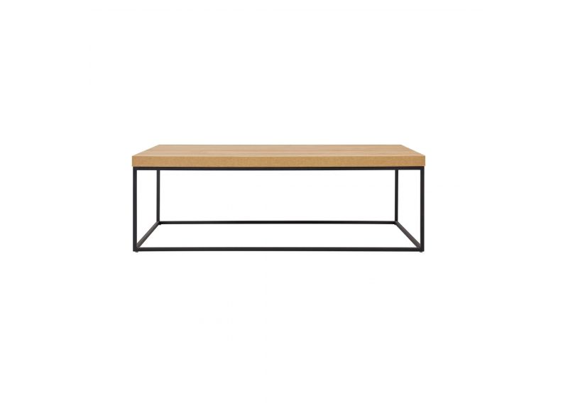 Rectangular Wooden Coffee Table with Metal Legs in Oak/ Marble White Colour - Cathy