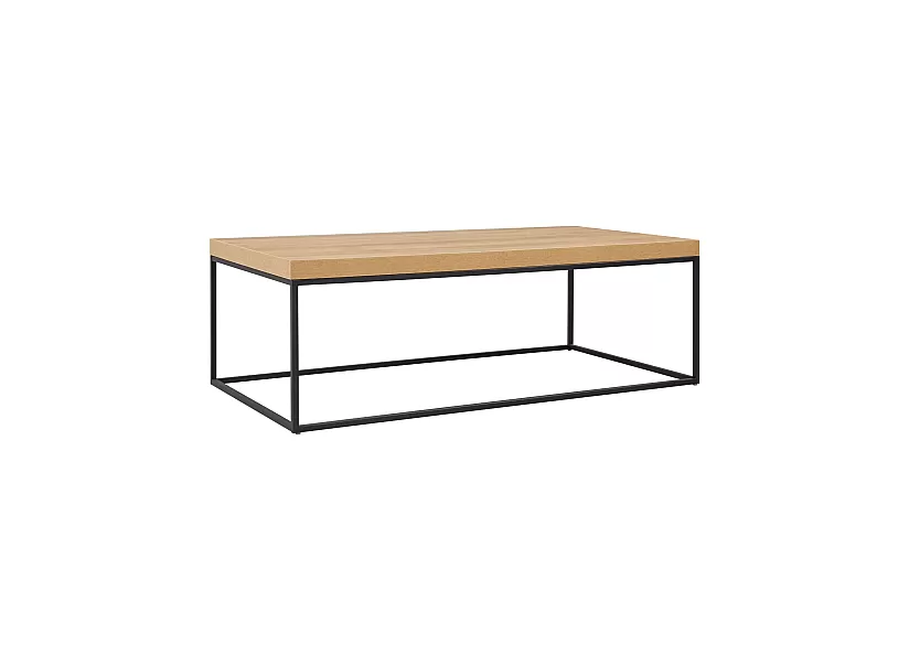 Rectangular Wooden Coffee Table with Metal Legs in Oak/ Marble White Colour - Cathy
