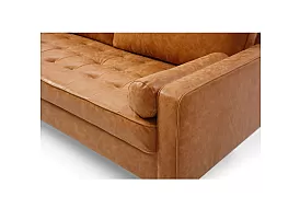 Brown Scandinavian Style Faux Leather 2.5 Seater with Tufted - Canberra