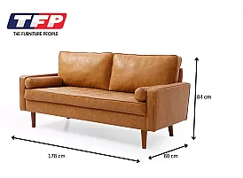 Brown Scandinavian Style Faux Leather 2.5 Seater with Tufted - Canberra