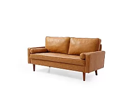 Brown Scandinavian Style Faux Leather 2.5 Seater with Tufted - Canberra