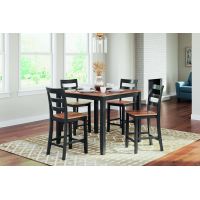 Wooden Square Kitchen Island with 4 Bar Stools - Galong