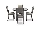 Wooden Round Dining Table with 4 Fabric Dining Chairs in Light/ Dark Brown - Karakin