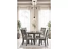 Wooden Round Dining Table with 4 Fabric Dining Chairs in Light/ Dark Brown - Karakin