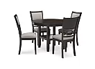 Wooden Round Dining Table with 4 Fabric Dining Chairs in Light/ Dark Brown - Karakin