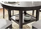 Wooden Round Dining Table with 4 Fabric Dining Chairs in Light/ Dark Brown - Karakin