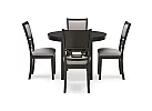 Wooden Round Dining Table with 4 Fabric Dining Chairs in Light/ Dark Brown - Karakin