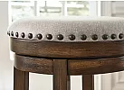 Swivel Stool with Metal Footrest and Fabric Upholstery - Vincent