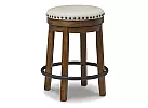 Swivel Stool with Metal Footrest and Fabric Upholstery - Vincent