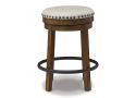 Swivel Stool with Metal Footrest and Fabric Upholstery - Vincent