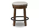 Swivel Stool with Metal Footrest and Fabric Upholstery - Vincent