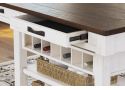 Freestanding Wooden Rectangular Kitchen Island with Two Drawers and Shelves - Vincent
