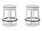 Swivel Stool with Metal Footrest and Fabric Upholstery - Vincent