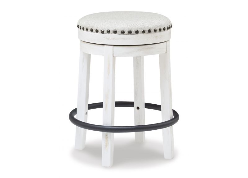 Swivel Stool with Metal Footrest and Fabric Upholstery - Vincent
