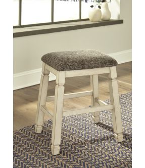 White Wooden Counter Height Stool with Fabric Upholstery - Watsonia