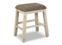 White Wooden Counter Height Stool with Fabric Upholstery - Watsonia