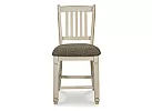 White Wooden Bar Stool with Fabric Upholstery - Watsonia