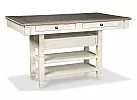 Wooden Farmhouse Kitchen Island with Rectangular Top, Two Drawers and Shelves - Watsonia