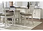 White Wooden Bar Stool with Fabric Upholstery - Watsonia