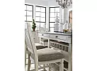 White Wooden Bar Stool with Fabric Upholstery - Watsonia