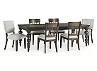 Wooden Rectangular Extendable Dining Set (6-8 Seaters) with 2 Fabric Dining Chairs, 4 Wooden Dining Chairs - Villawood