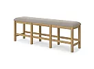 Brown Wooden Dining Bench with Fabric Upholstery and Foot Bar - Harman