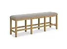 Brown Wooden Dining Bench with Fabric Upholstery and Foot Bar - Harman