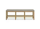 Brown Wooden Dining Bench with Fabric Upholstery and Foot Bar - Harman