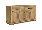 Brown Wooden Buffet Cabinet with 2 Double Doors and 2 Drawers - Harman