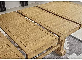 Brown Wooden Rectangle Extendable (6-10 Seaters) Kitchen Island Set with 6 Bar Stools + Bench - Harman