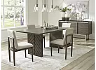 Ribbed Patterns Wooden Rectangular Dining Table Set with 4 Tan Upholstered Chairs and Bench – Cambridge