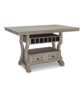 Freestanding Grey Brown Kitchen Island with Bottle Racks and Drawers - Macleod