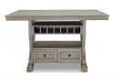 Freestanding Grey Brown Kitchen Island with Bottle Racks and Drawers - Macleod