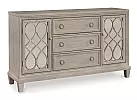 Wooden Buffet Cabinet with 2 Glass Doors and 3 Drawers - Scotsdale