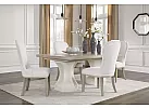 Wooden Rectangular Extendable (4-8 Seaters) Dining Table Set with 8 Fabric White Upholstered Dining Chairs - Scotsdale