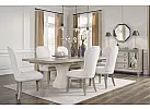 Wooden Rectangular Extendable (4-8 Seaters) Dining Table Set with 8 Fabric White Upholstered Dining Chairs - Scotsdale