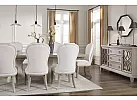 Wooden Rectangular Extendable (4-8 Seaters) Dining Table Set with 8 Fabric White Upholstered Dining Chairs - Scotsdale