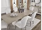 Wooden Rectangular Extendable (4-8 Seaters) Dining Table Set with 8 Fabric White Upholstered Dining Chairs - Scotsdale