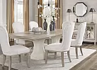 Wooden Rectangular Extendable (4-8 Seaters) Dining Table Set with 8 Fabric White Upholstered Dining Chairs - Scotsdale