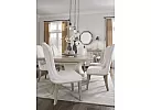 Wooden Rectangular Extendable (4-8 Seaters) Dining Table Set with 8 Fabric White Upholstered Dining Chairs - Scotsdale